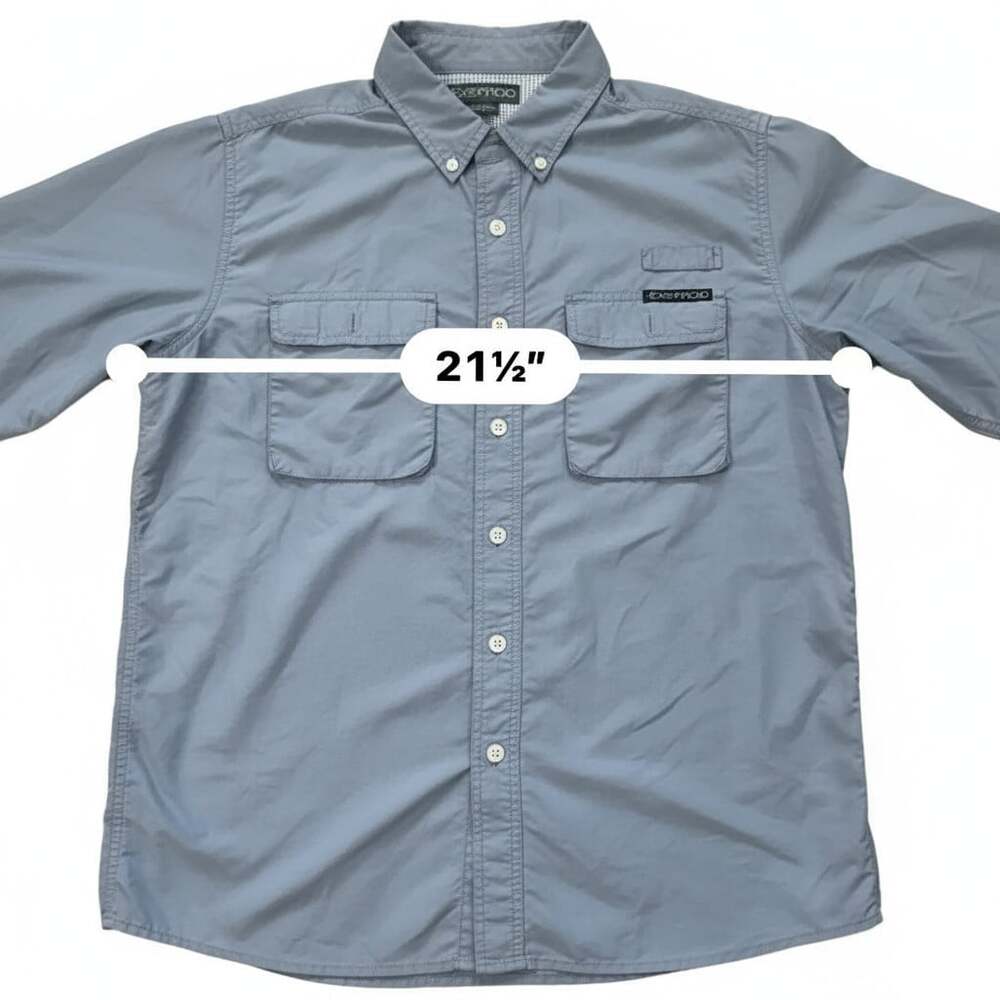 ExOfficio Men's L Slate Blue Long Sleeve Travel Fishing Shirt Vented Back Nylon - Picture 12 of 14